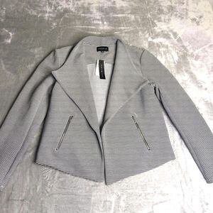 Premise Studio Black & White Striped Open Front Blazer Jacket Size M - NWT